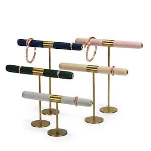 T shape Bracelet Holder, Microfiber Ring Stand, Metal Base Jewelry Display Rack, Jewelry Show Display Stand, #189