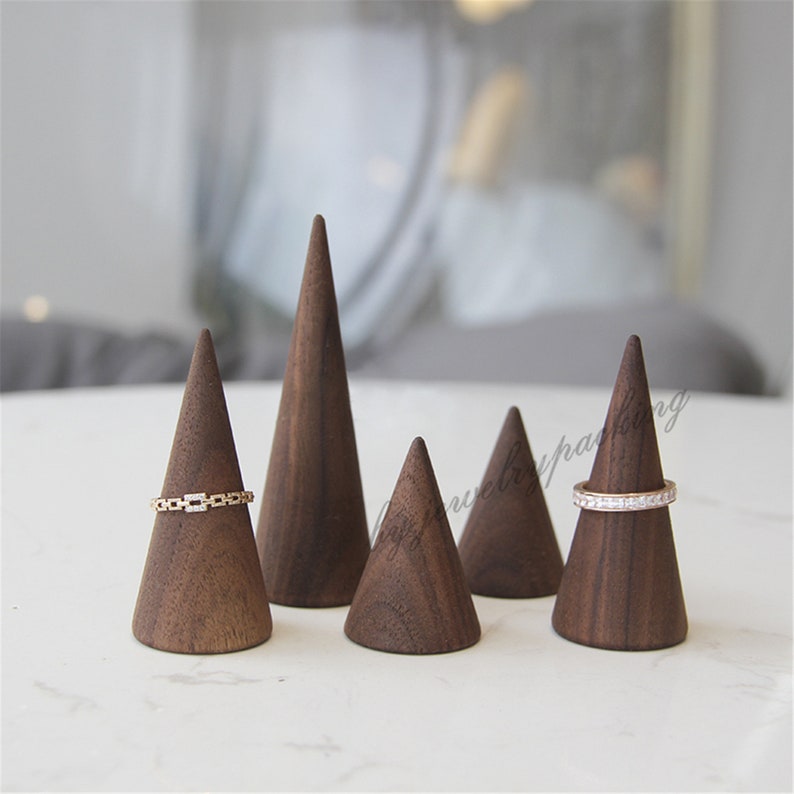 wood gift ring tree wooden ring cone jewelry display Olive wood ring cone housewarming gift home decor gift for her handmade