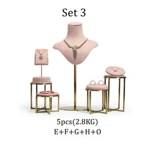 Pink Jewelry Stand for Photography, Retail & Exhibit, Microfiber Jewelry Display Set #772 Set 3