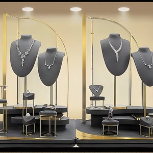 Gray Microfiber Necklace Mannequin Bust: Metal Jewelry Display