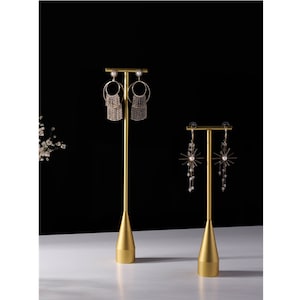 Golden T-Bar Earring Holder: Metal Jewelry Organizer