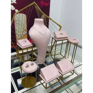 Pink Jewelry Stand for Photography, Retail & Exhibit, Microfiber Jewelry Display Set #772 image 7
