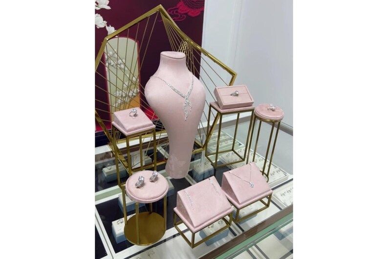 Pink Jewelry Stand for Photography, Retail & Exhibit, Microfiber Jewelry Display Set #772 image 7