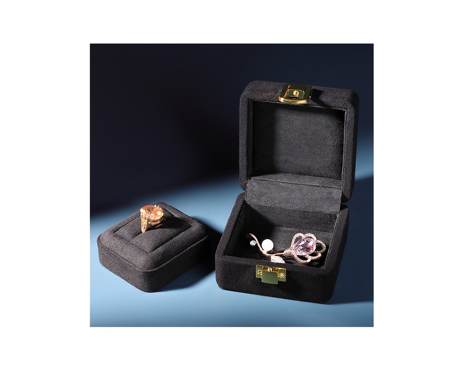 Black Jewelry Box Velvet Jewelry Case Jewelry Storage Etsy