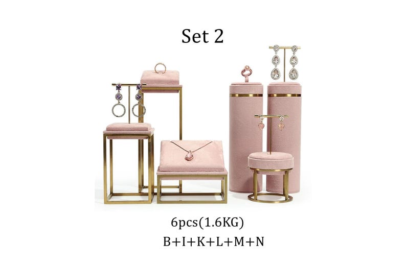 Pink Jewelry Stand for Photography, Retail & Exhibit, Microfiber Jewelry Display Set #772 Set 2