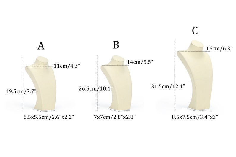 Beige/black/gray Microfiber Necklace Holder, Necklace Bust, Display