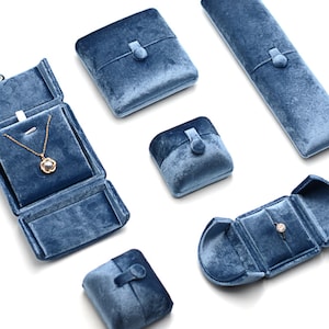 Light Blue Velvet Jewelry Box: Microfiber Ring Display #519 image 13