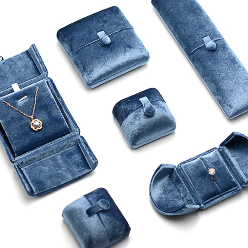 Light Blue Velvet Jewelry Box: Microfiber Ring Display #519 image 13