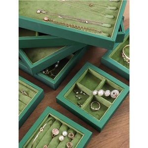 Vassoio espositivo per gioielli quadrato piccolo, vassoio espositivo per gioielli in pelle PU, scatola portaoggetti, organizer per gioielli, accessori per negozi di gioielli, espositore per anelli, n. 467