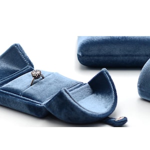 Light Blue Velvet Jewelry Box: Microfiber Ring Display #519 image 6