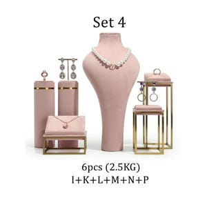 Pink Jewelry Stand for Photography, Retail & Exhibit, Microfiber Jewelry Display Set #772 Set 4