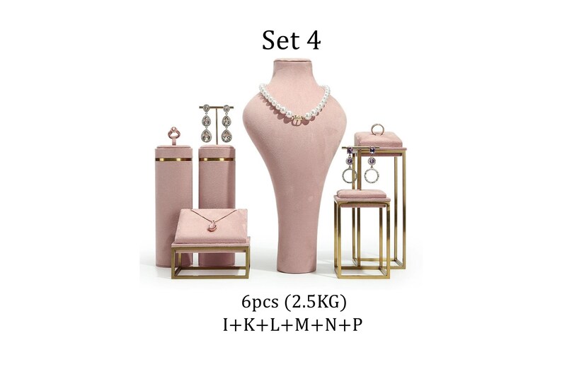 Pink Jewelry Stand for Photography, Retail & Exhibit, Microfiber Jewelry Display Set #772 Set 4