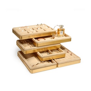 Handmade Khaki Velvet Jewelry Tray: Earring Ring Organizer