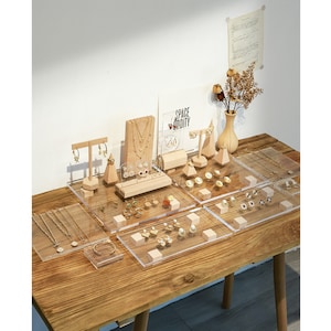 Wood & Acrylic Jewelry Display Set: Craft Show Stands
