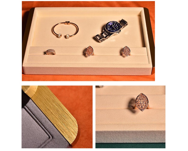 Jewelry Organizer #555 Metal Covered Microfiber Base Jewelry Display Dish Jewelry Tray Earring Holder