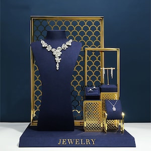 Microfiber Jewelry Display Set: Necklace Bust, Ring & Earring Holder