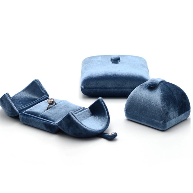 Light Blue Velvet Jewelry Box: Microfiber Ring Display #519 image 12