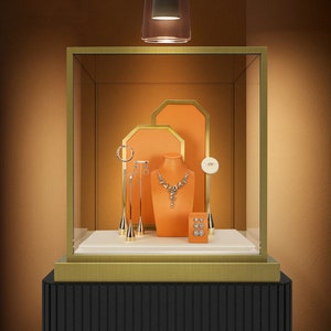 Orange Jewelry Display Set, Necklace Holder, Ring Stand, Earring Storage, Luxury Jewelry Organizer, #103