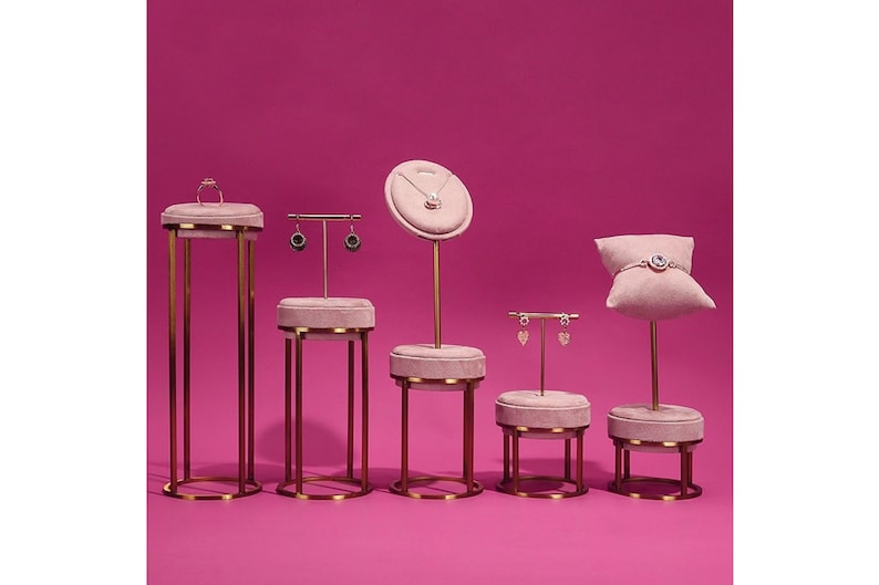 Pink Jewelry Stand for Photography, Retail & Exhibit, Microfiber Jewelry Display Set #772 image 4