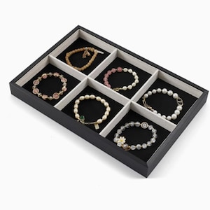 Bandeja de exhibición de joyas de cuero PU negro de microfibra negra, estuche de almacenamiento de joyas con cubierta de acrílico, plato organizador, accesorios para ferias comerciales de joyería, n.º 515