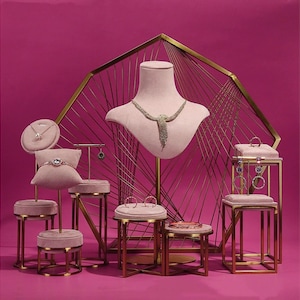 Pink Jewelry Stand for Photography, Retail & Exhibit, Microfiber Jewelry Display Set #772 image 3