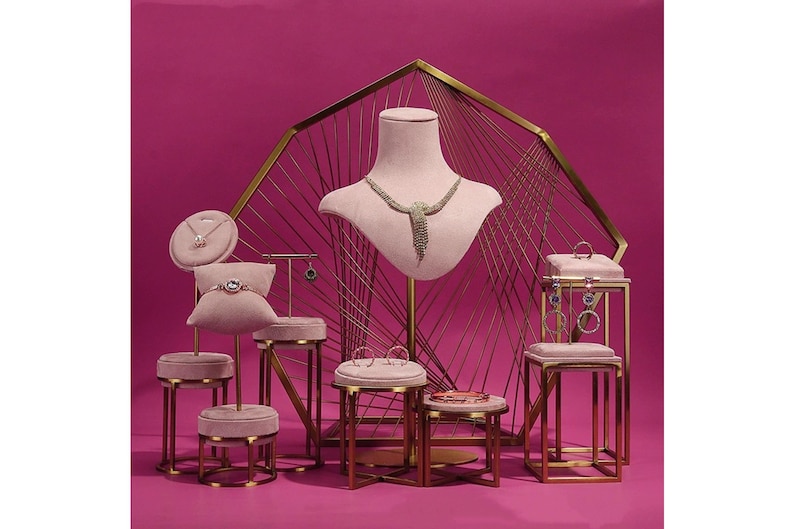 Pink Jewelry Stand for Photography, Retail & Exhibit, Microfiber Jewelry Display Set #772 image 3
