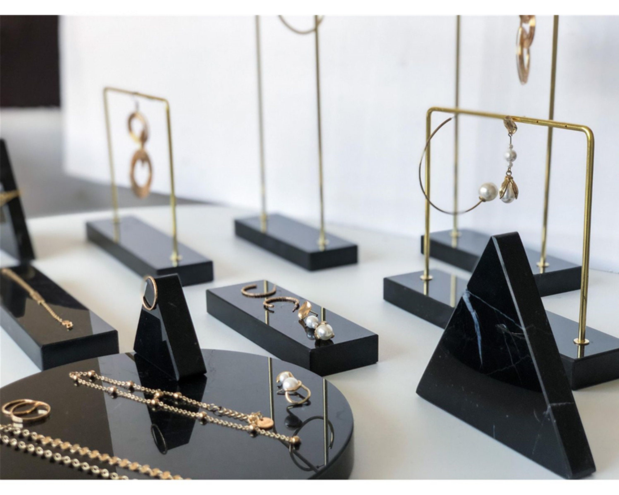 Black Marble Jewelry Holder Vintage Jewelry Display Jewelry Etsy