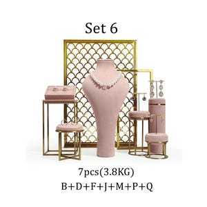 Pink Jewelry Stand for Photography, Retail & Exhibit, Microfiber Jewelry Display Set #772 Set 6