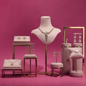 Pink Jewelry Stand for Photography, Retail & Exhibit, Microfiber Jewelry Display Set #772 image 1
