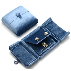 Light Blue Velvet Jewelry Box: Microfiber Ring Display #519 image 15