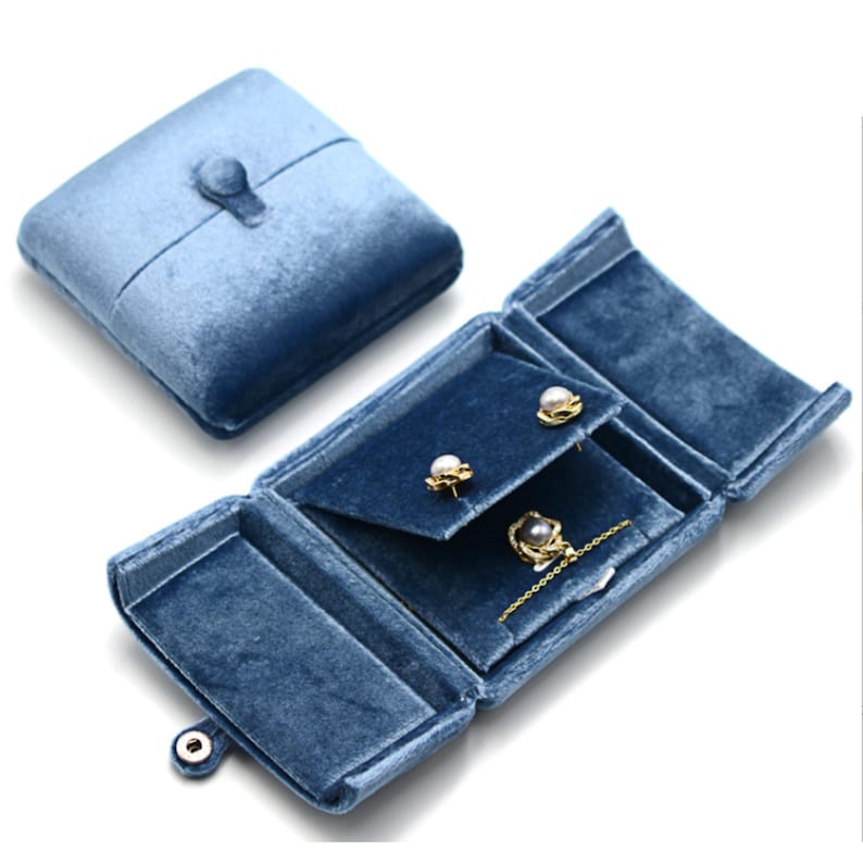 Light Blue Velvet Jewelry Box: Microfiber Ring Display #519 image 15