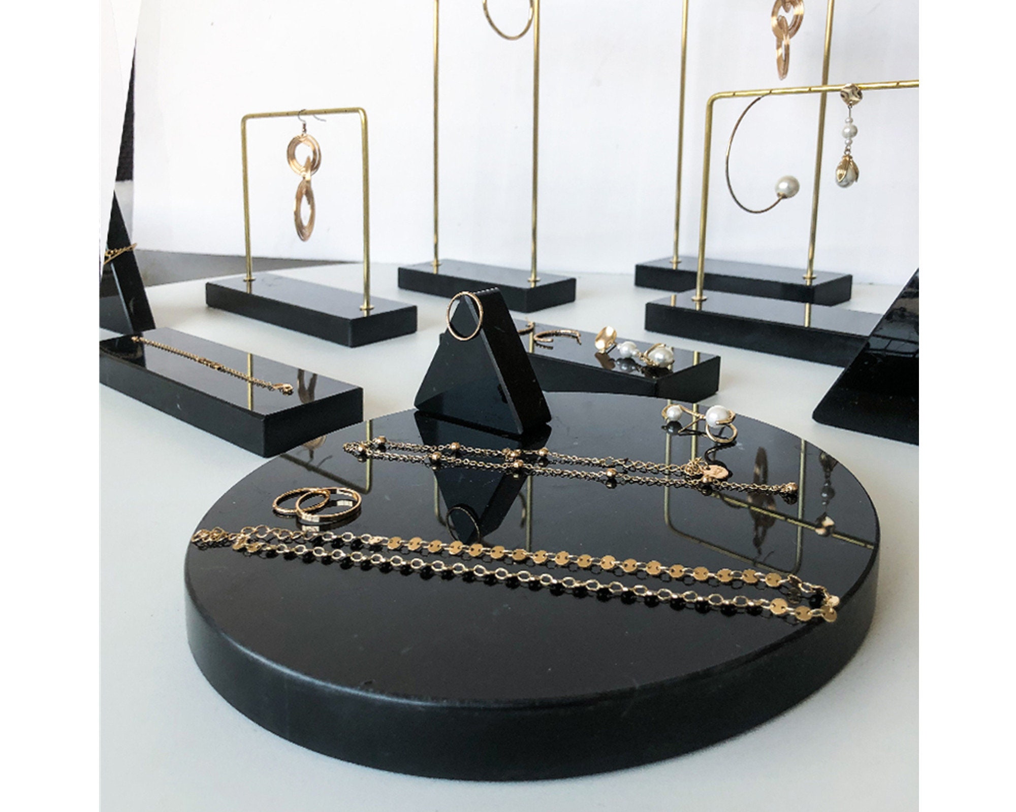 Black Marble Jewelry Holder Vintage Jewelry Display Jewelry Etsy