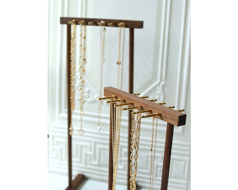 Wooden Jewelry Display Set Necklace Hanger Earring Holder Etsy