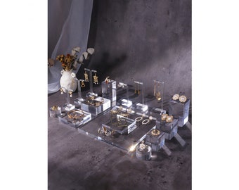 Clear Acrylic Jewelry Display Set -Transparent Stand for Shop Display 16 Piece Organizer #180