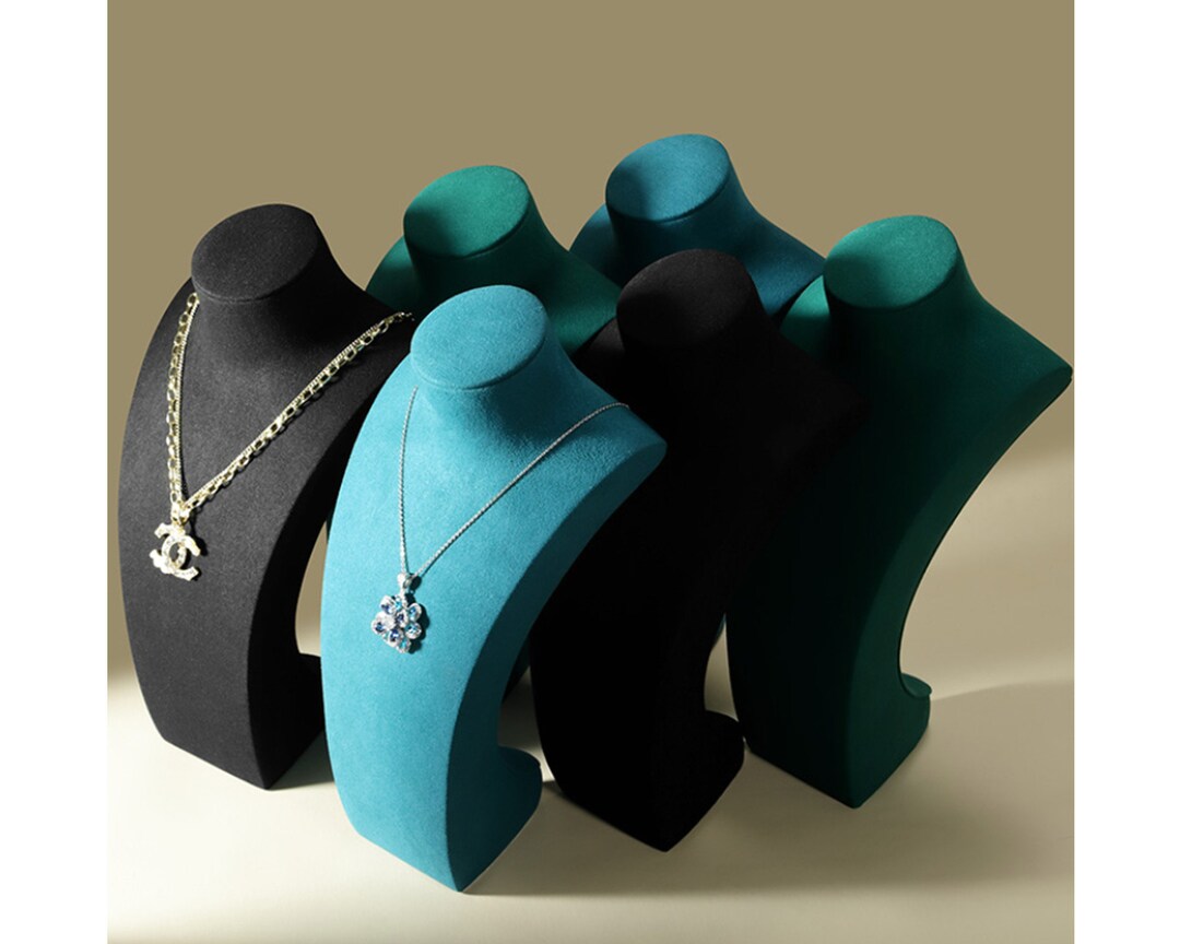 Small Necklace Mannequin Jewelry Display Stand, Microfiber Necklace
