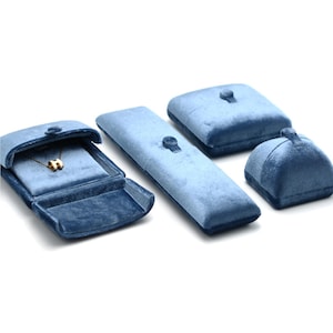 Light Blue Velvet Jewelry Box: Microfiber Ring Display #519 image 11