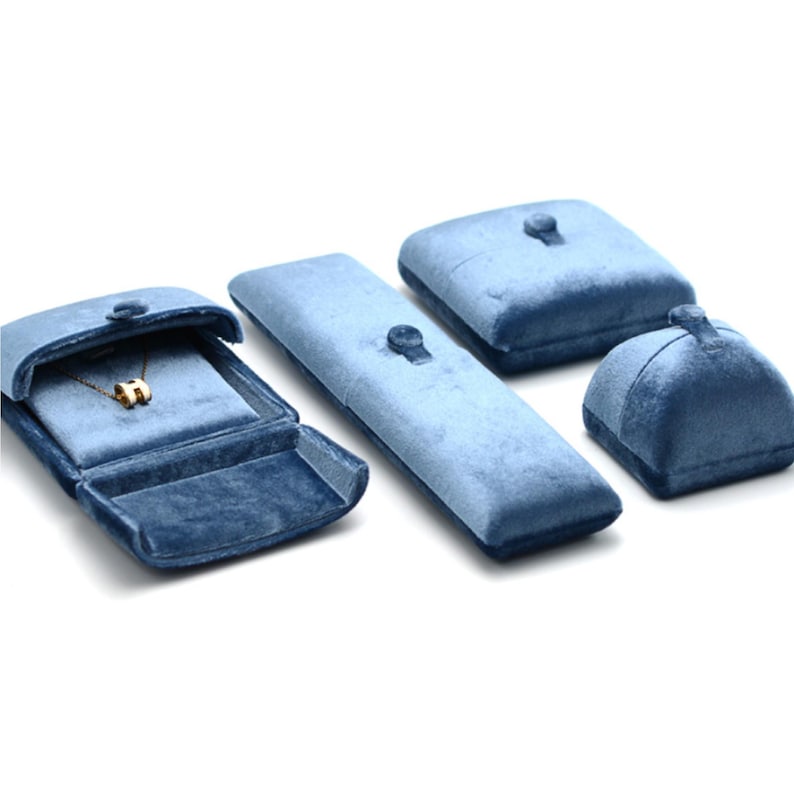 Light Blue Velvet Jewelry Box: Microfiber Ring Display #519 image 11