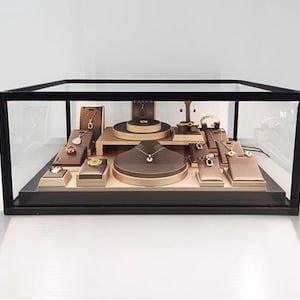 Vitrina de cristal para joyas con puerta corrediza y cerradura de vidrio templado n.° 517