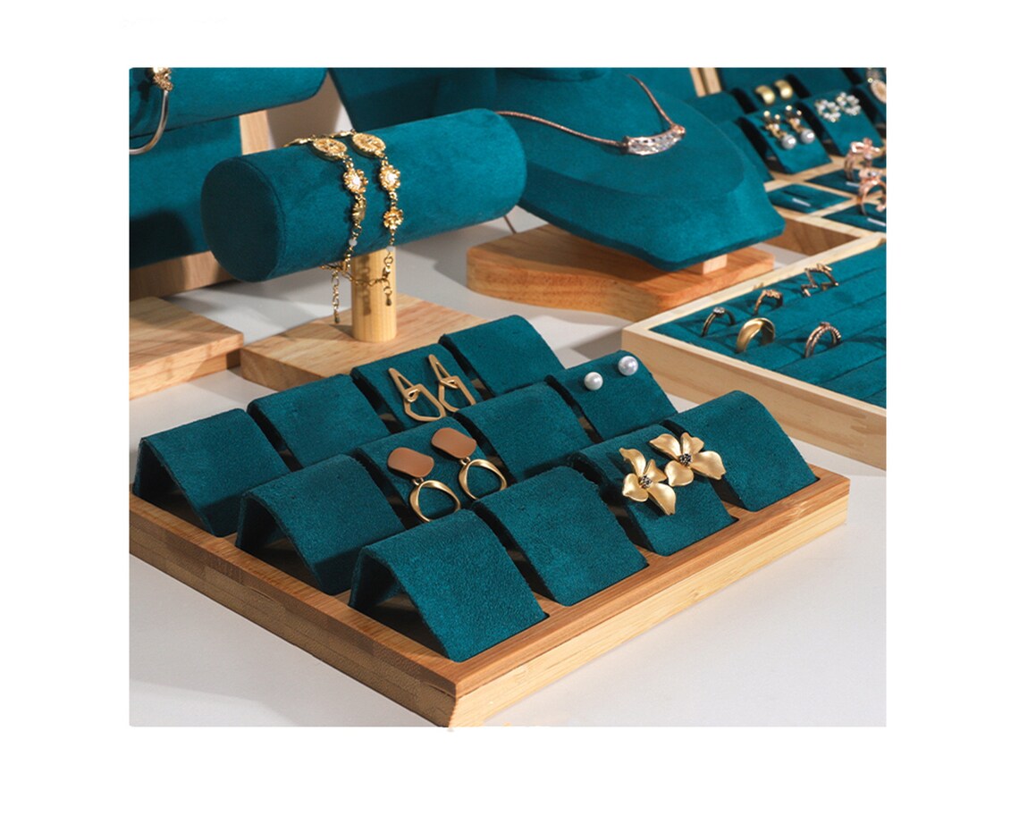 Green Jewelry Display Set Vintage Jewelry Holder Earring Etsy