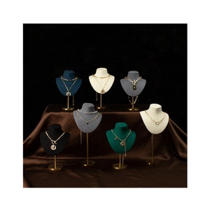 Velvet Mannequin Necklace Holder: Metal Jewelry Display Stand #138