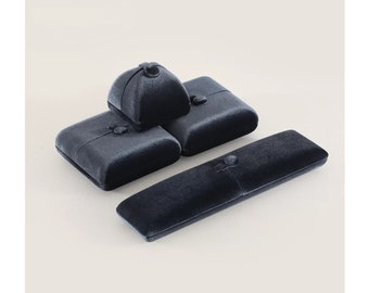 Dark Gray Velvet Jewelry Box: Microfiber Ring, Necklace, Bracelet Display, #488