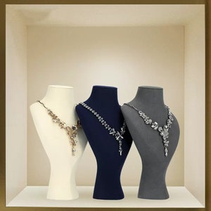 Microfiber Necklace Bust: Jewelry Display Holder, Long Necklace Storage