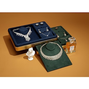 Multifuntional Velvet Jewelry Display Dish, Necklace Holder, Stud Earring Holder Card, Ring Storage, #866