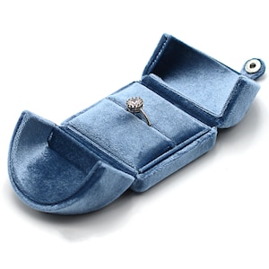 Light Blue Velvet Jewelry Box: Microfiber Ring Display #519 image 10
