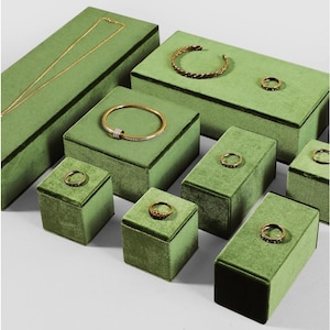 9pcs Green Velvet Jewelry Display Set, Trade Show Tool #796