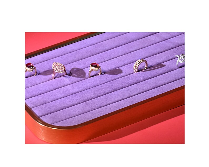 Microfiber Ring Holder Dish Metal Covered Jewelry Display Etsy