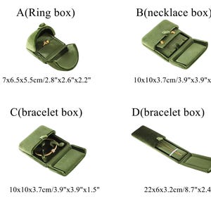 Green Microfiber Jewelry Box: Ring, Necklace, Earring Storage Box, #485YBN image 10