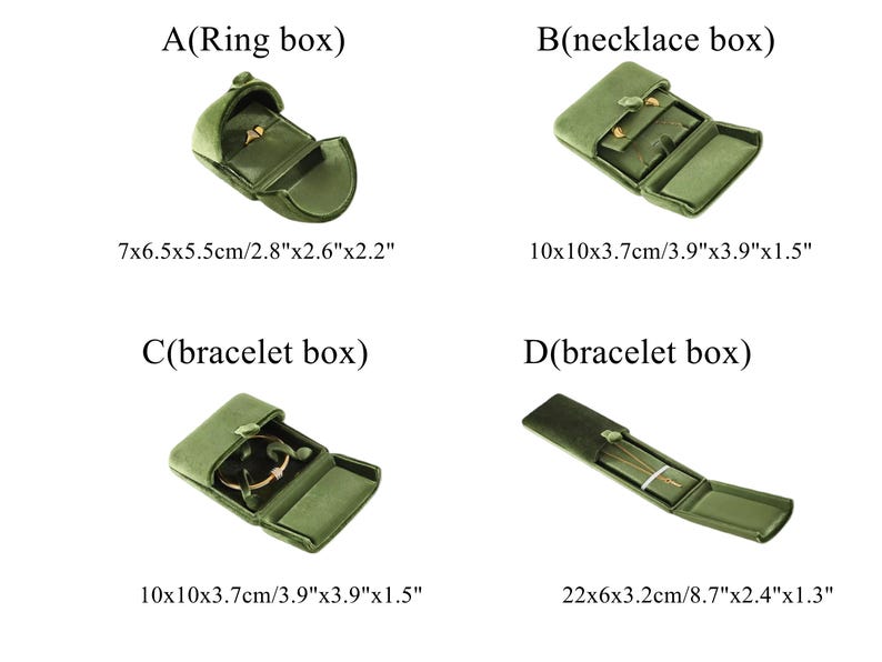 Green Microfiber Jewelry Box: Ring, Necklace, Earring Storage Box, #485YBN image 10
