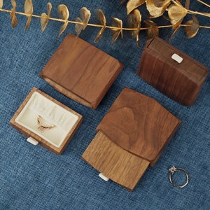 Walnut Ring Box, Wood Proposal Ring Storage, Jewelry Holder, Personalized Ring Case, Wedding Favor Box #448