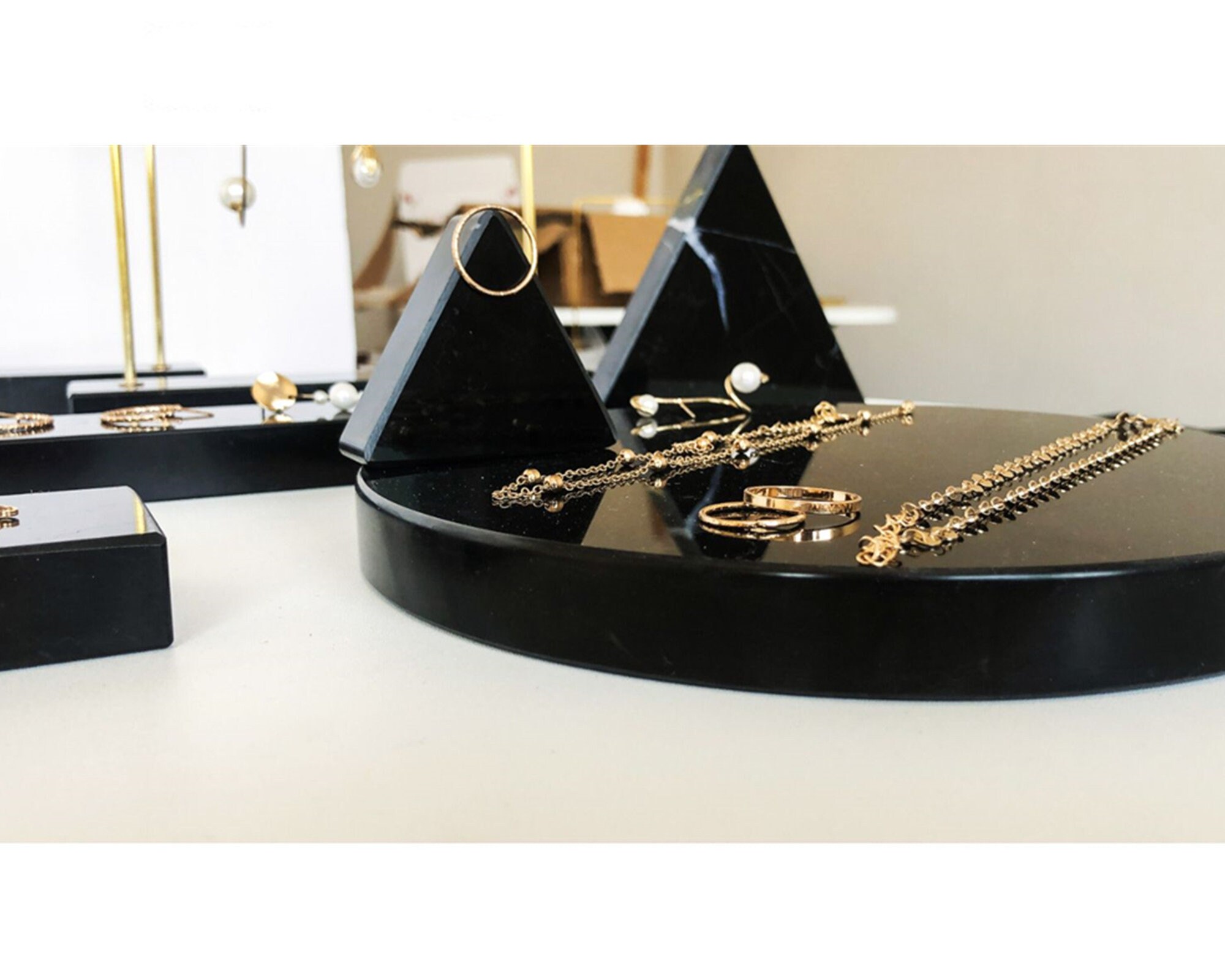 Black Marble Jewelry Holder Vintage Jewelry Display Jewelry Etsy